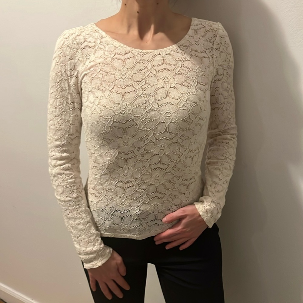 Lace White Top with Open Back Silence + Noise
